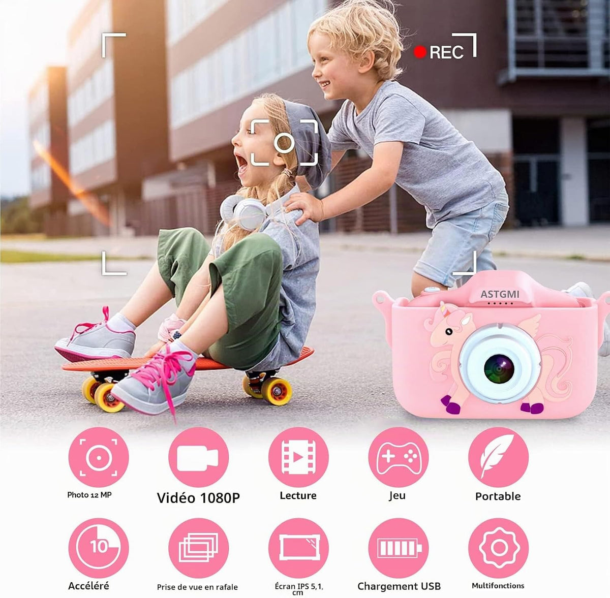 Kids Camera Digital Camera for 3-12 Year Old Girls,1080P HD Video Camera for Kids with 32GB SD Card/2 Inch IPS Screen, Birthday Christmas Toy Gifts for 3 4 5 6 7 8 Year Old Girls