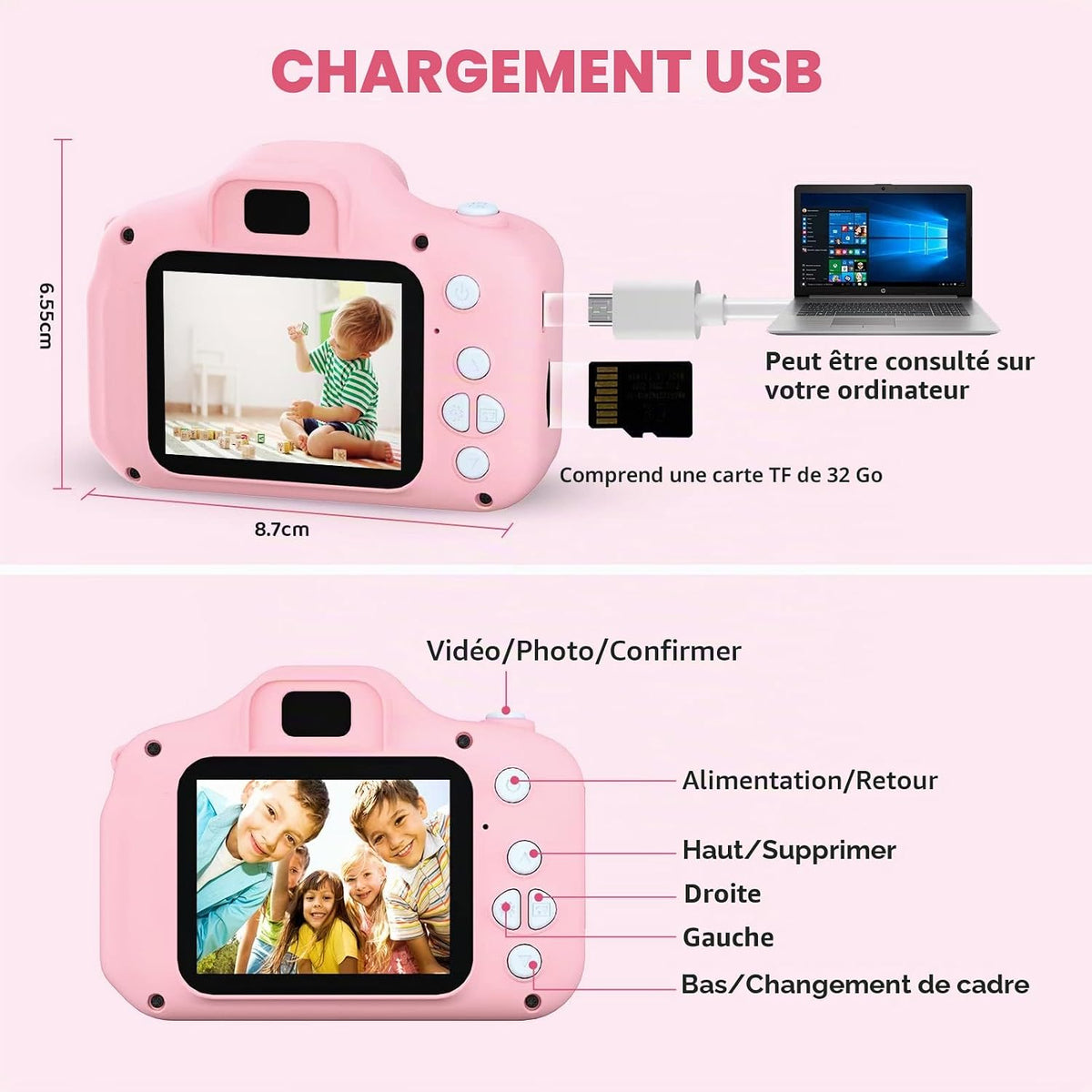 Kids Camera Digital Camera for 3-12 Year Old Girls,1080P HD Video Camera for Kids with 32GB SD Card/2 Inch IPS Screen, Birthday Christmas Toy Gifts for 3 4 5 6 7 8 Year Old Girls